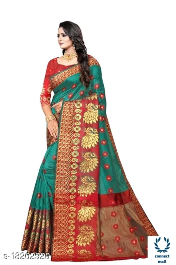 COTTON BASED JACQUARD SAREES - Saree Length Size-5.5m Blouse Length Size-0.8, Cotton Silk, Zari woves, pack of :1